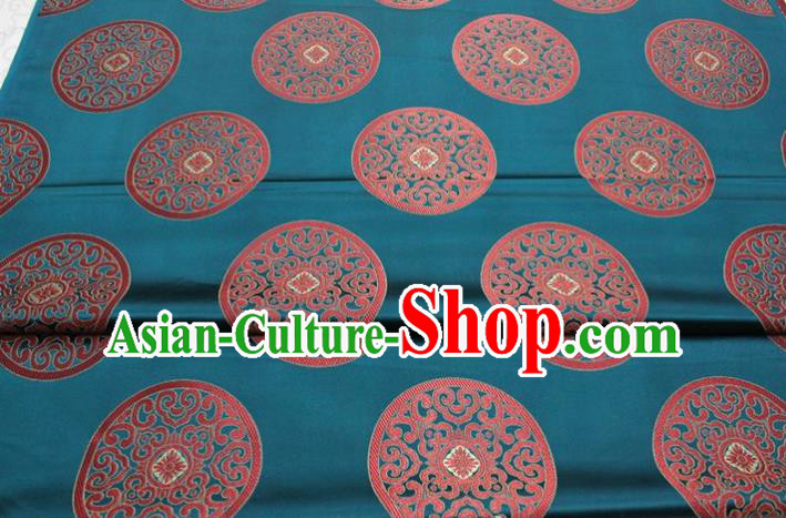 Chinese Tang Suit Classical Round Pattern Design Teal Brocade Asian Traditional Tapestry Material DIY Satin Damask Mongolian Robe Silk Fabric