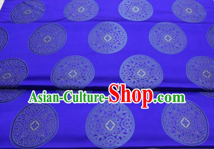 Chinese Tang Suit Classical Round Pattern Design Royalblue Brocade Asian Traditional Tapestry Material DIY Satin Damask Mongolian Robe Silk Fabric