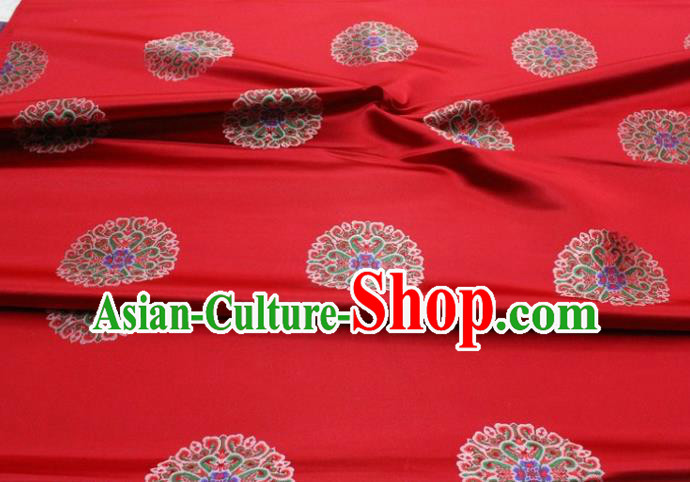 Chinese Classical Lotus Pattern Design Red Brocade Buddhism Silk Fabric DIY Satin Damask Asian Traditional Tibetan Robe Tapestry Material