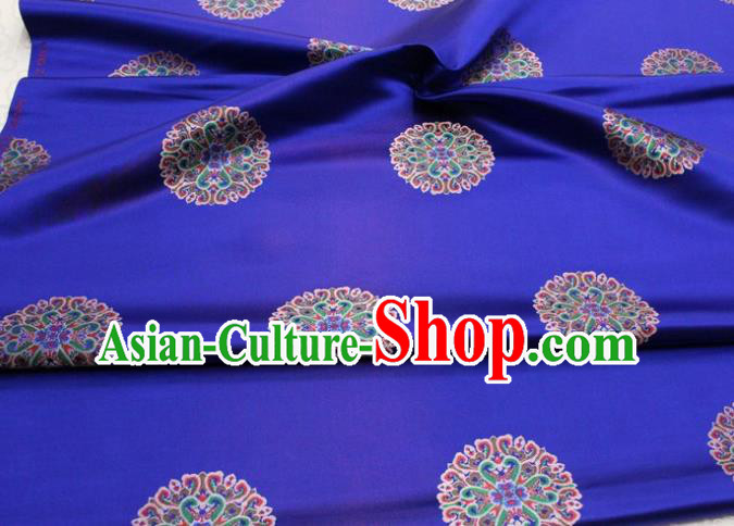 Chinese Classical Lotus Pattern Design Royalblue Brocade Buddhism Silk Fabric DIY Satin Damask Asian Traditional Tibetan Robe Tapestry Material