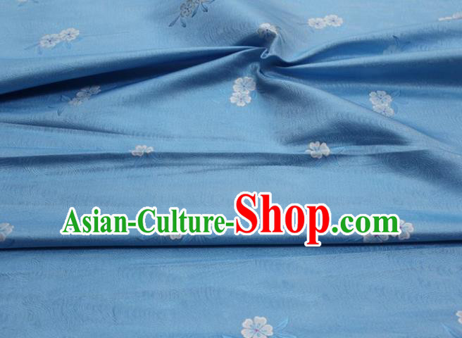 Chinese Classical Blossom Pattern Design Light Blue Brocade Silk Fabric DIY Satin Damask Asian Traditional Qipao Dress Tapestry Material