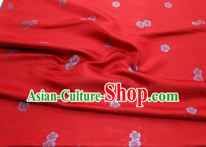 Chinese Classical Blossom Pattern Design Red Brocade Silk Fabric DIY Satin Damask Asian Traditional Qipao Dress Tapestry Material