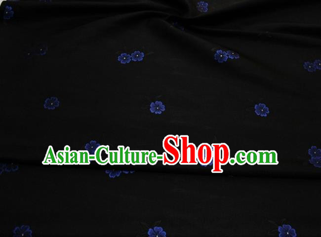 Chinese Classical Blossom Pattern Design Black Brocade Silk Fabric DIY Satin Damask Asian Traditional Qipao Dress Tapestry Material