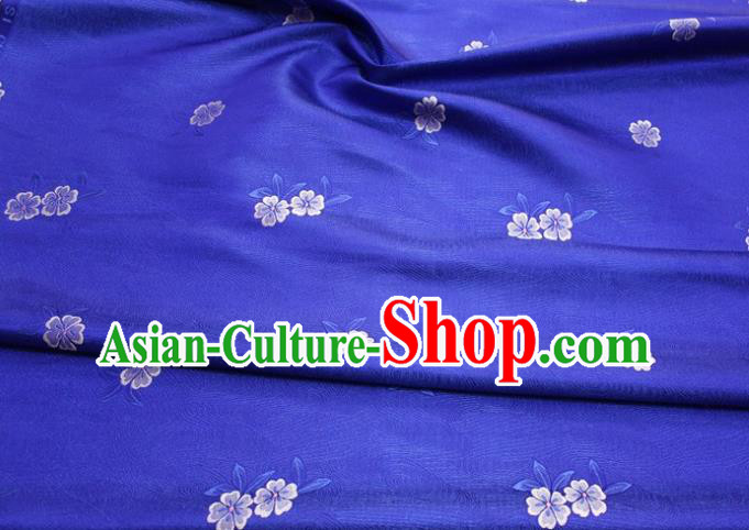 Chinese Classical Blossom Pattern Design Royalblue Brocade Silk Fabric DIY Satin Damask Asian Traditional Qipao Dress Tapestry Material