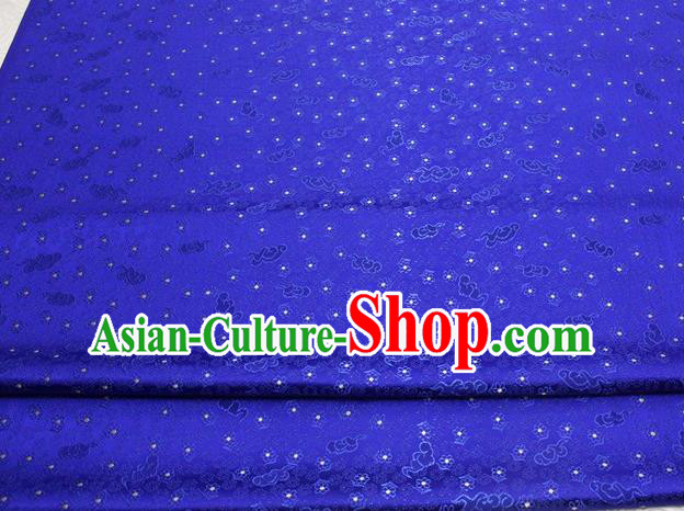 Chinese Classical Cloud Blossom Pattern Design Royalblue Brocade Mongolian Robe Asian Traditional Tapestry Material Silk Fabric DIY Satin Damask