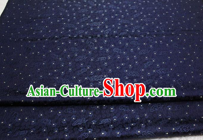 Chinese Classical Cloud Blossom Pattern Design Navy Blue Brocade Mongolian Robe Asian Traditional Tapestry Material Silk Fabric DIY Satin Damask