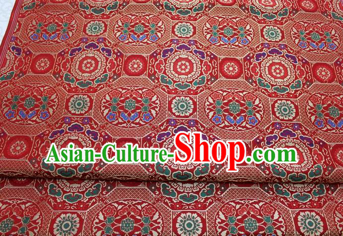 Chinese Classical Pattern Design Red Nanjing Brocade Asian Traditional Tapestry Mongolian Robe Material DIY Satin Damask Silk Fabric