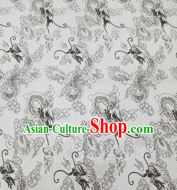 Top Quality Chinese Classical Dragon Pattern White Flax Material Traditional Asian Hanfu Dress Jacquard Cloth Traditional Linen Fabric