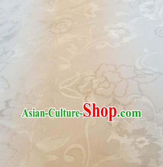 Top Quality Chinese Classical Osmanthus Pattern White Silk Material Traditional Asian Hanfu Dress Jacquard Cloth Traditional Satin Fabric