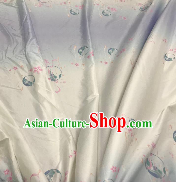 Chinese Hanfu Dress Traditional Plum Wave Pattern Design Satin Fabric Silk Material Traditional Asian Tapestry