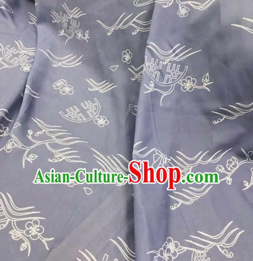 Chinese Hanfu Dress Traditional Plum Pattern Design Grey Satin Fabric Silk Material Traditional Asian Linen Tapestry