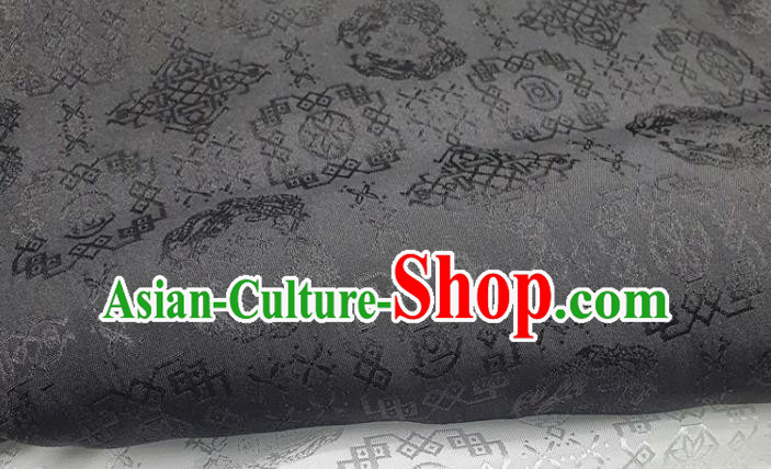 Chinese Hanfu Dress Traditional Dragon Pattern Design Black Satin Fabric Silk Material Traditional Asian Cloth Tapestry