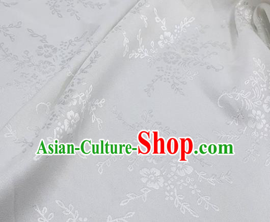 Chinese Hanfu Dress Traditional Camellia Pattern Design White Satin Fabric Silk Material Traditional Asian Cloth Tapestry