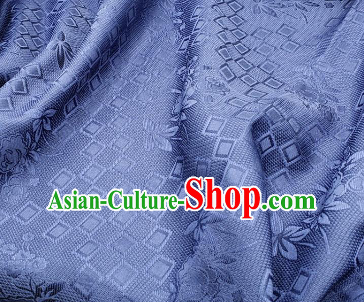 Chinese Traditional Rose Pattern Design Navy Satin Jacquard Fabric Traditional Asian Hanfu Dress Cloth Tapestry Silk Material