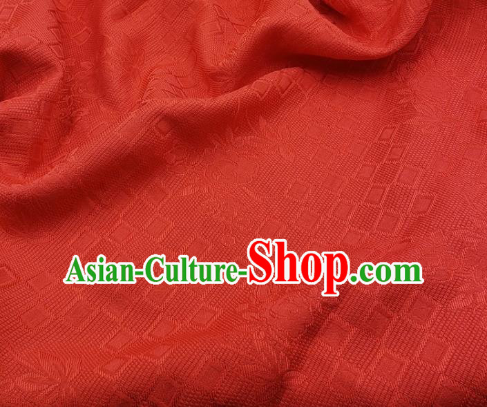 Chinese Traditional Rose Pattern Design Red Satin Jacquard Fabric Traditional Asian Hanfu Dress Cloth Tapestry Silk Material