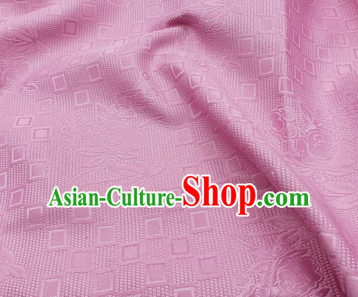 Chinese Traditional Rose Pattern Design Pink Satin Jacquard Fabric Traditional Asian Hanfu Dress Cloth Tapestry Silk Material