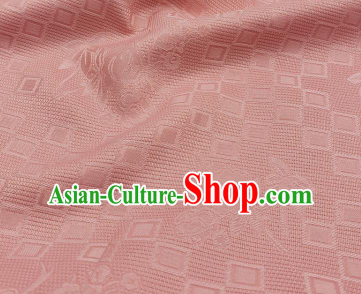 Chinese Traditional Rose Pattern Design Peach Pink Satin Jacquard Fabric Traditional Asian Hanfu Dress Cloth Tapestry Silk Material