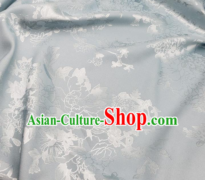 Top Quality Chinese Traditional Azalea Pattern Design Gray Satin Fabric Traditional Asian Hanfu Dress Cloth Silk Material Jacquard Tapestry