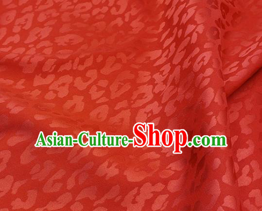 Chinese Traditional Leopard Dragonfly Pattern Design Rust Red Satin Fabric Silk Material Traditional Asian Tang Suit Cloth Tapestry