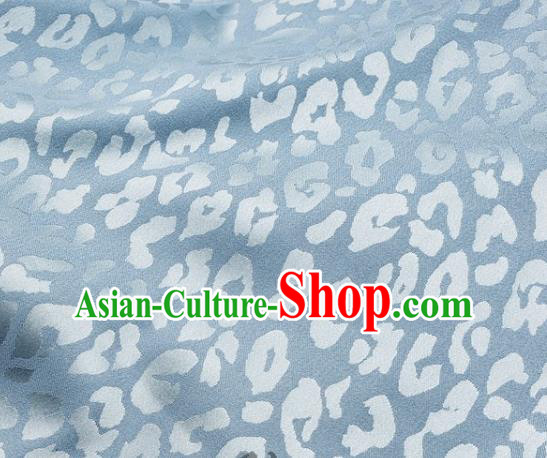 Chinese Traditional Leopard Dragonfly Pattern Design Blue Satin Fabric Silk Material Traditional Asian Tang Suit Cloth Tapestry