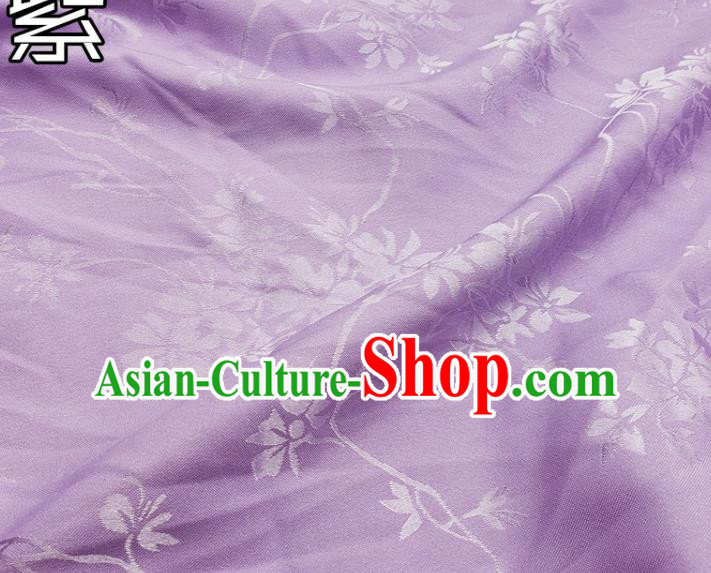 Top Quality Chinese Classical Flowers Pattern Lilac Silk Material Traditional Asian Hanfu Dress Jacquard Cloth Traditional Satin Fabric