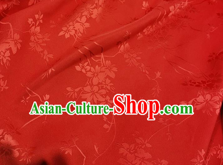 Top Quality Chinese Classical Flowers Pattern Red Silk Material Traditional Asian Hanfu Dress Jacquard Cloth Traditional Satin Fabric