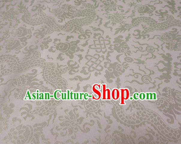 Chinese Classical Imperial Dragon Pattern Design White Brocade Fabric Asian Traditional Tapestry Satin Material DIY Cloth Damask