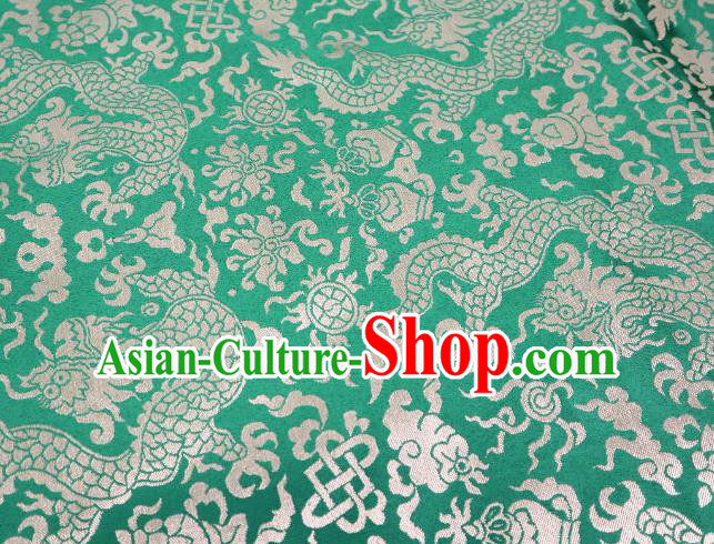 Chinese Classical Imperial Dragon Pattern Design Green Brocade Fabric Asian Traditional Tapestry Satin Material DIY Cloth Damask