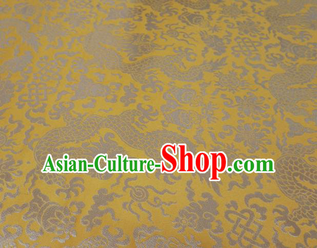 Chinese Classical Imperial Dragon Pattern Design Yellow Brocade Fabric Asian Traditional Tapestry Satin Material DIY Cloth Damask