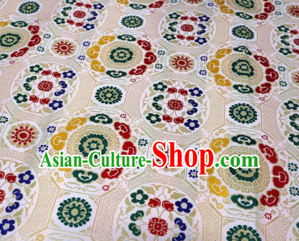Chinese Classical Imperial Lucky Pattern Design White Brocade Fabric Asian Traditional Tapestry Satin Material DIY Tibetan Cloth Damask