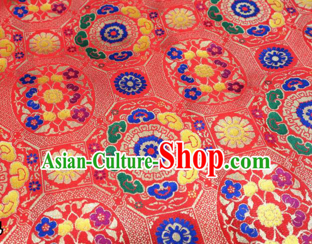 Chinese Classical Imperial Lucky Pattern Design Red Brocade Fabric Asian Traditional Tapestry Satin Material DIY Tibetan Cloth Damask