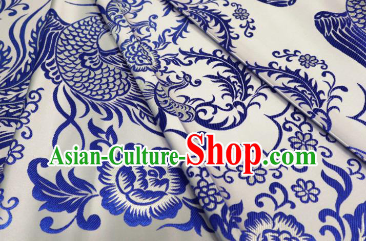 Chinese Classical Imperial Dragon Pattern Design White Brocade Cheongsam Fabric Asian Traditional Tapestry Satin Material DIY Cloth Damask