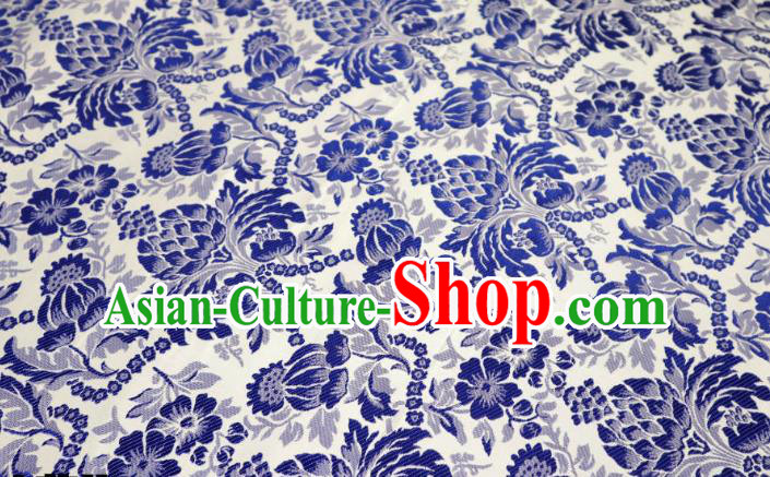 Chinese Classical Ananas Pattern Design White Brocade Cheongsam Fabric Asian Traditional Tapestry Satin Material DIY Imperial Cloth Damask