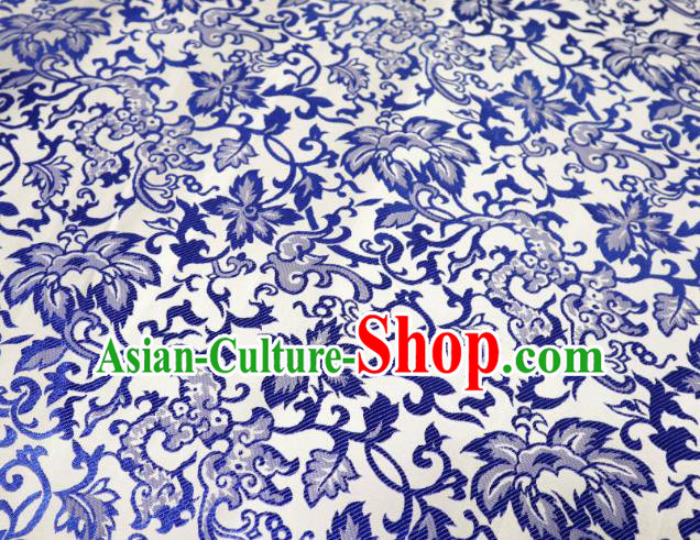 Chinese Classical Twine Pattern Design White Brocade Cheongsam Fabric Asian Traditional Tapestry Satin Material DIY Imperial Cloth Damask