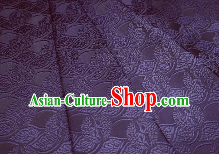 Top Quality Japanese Classical Double Cranes Pattern Purple Satin Material Asian Traditional Brocade Kimono Belt Nishijin Cloth Fabric