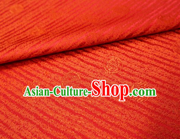 Top Quality Japanese Classical Pattern Red Satin Material Asian Traditional Brocade Kimono Nishijin Tapestry Cloth Fabric