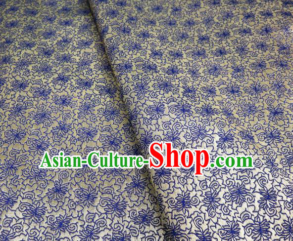 Chinese Classical Sesame Flower Pattern Design Blue Brocade Fabric Asian Traditional Tapestry Material DIY Satin Cloth Damask