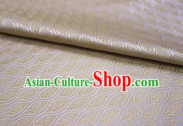 Top Quality Japanese Classical Leaf Pattern White Satin Material Asian Traditional Brocade Kimono Nishijin Tapestry Cloth Fabric