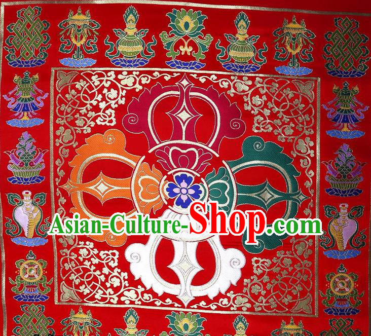 Chinese Buddhism Classical Vajra Pattern Design Red Brocade Fabric Asian Traditional Tapestry Satin Material DIY Tibetan Cloth Damask