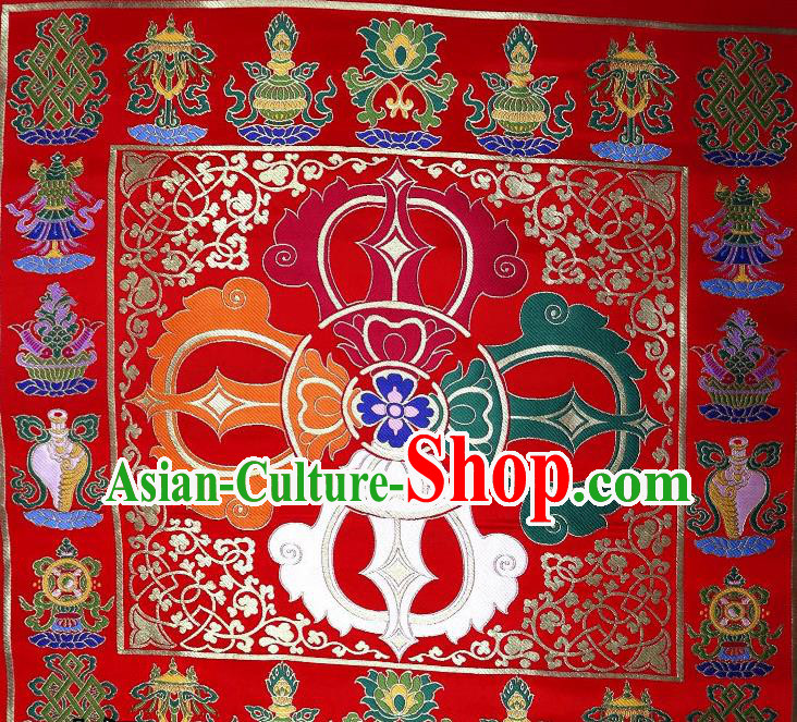 Chinese Buddhism Classical Vajra Pattern Design Red Brocade Fabric Asian Traditional Tapestry Satin Material DIY Tibetan Cloth Damask