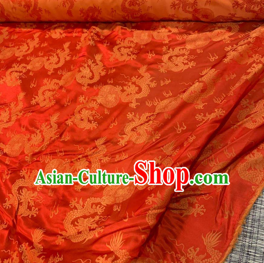 Chinese Classical Dragons Pattern Red Watered Gauze Asian Top Quality Silk Material Hanfu Dress Cloth Cheongsam Brocade Fabric
