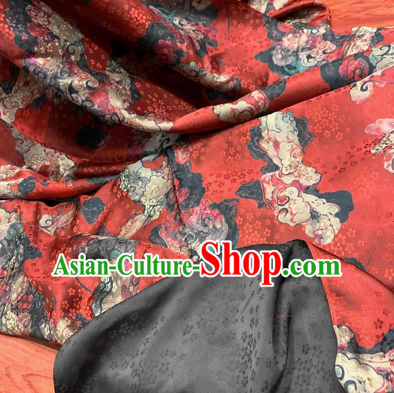 Chinese Classical Cloud Pattern Red Watered Gauze Asian Top Quality Silk Material Hanfu Dress Fabric Cloth Cheongsam Brocade