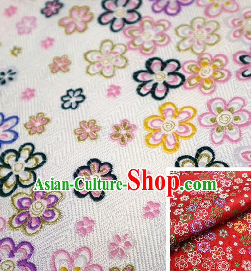 Top Quality Japanese Kimono Classical Pattern Tapestry Satin Material Asian Traditional Cloth White Brocade Nishijin Fabric