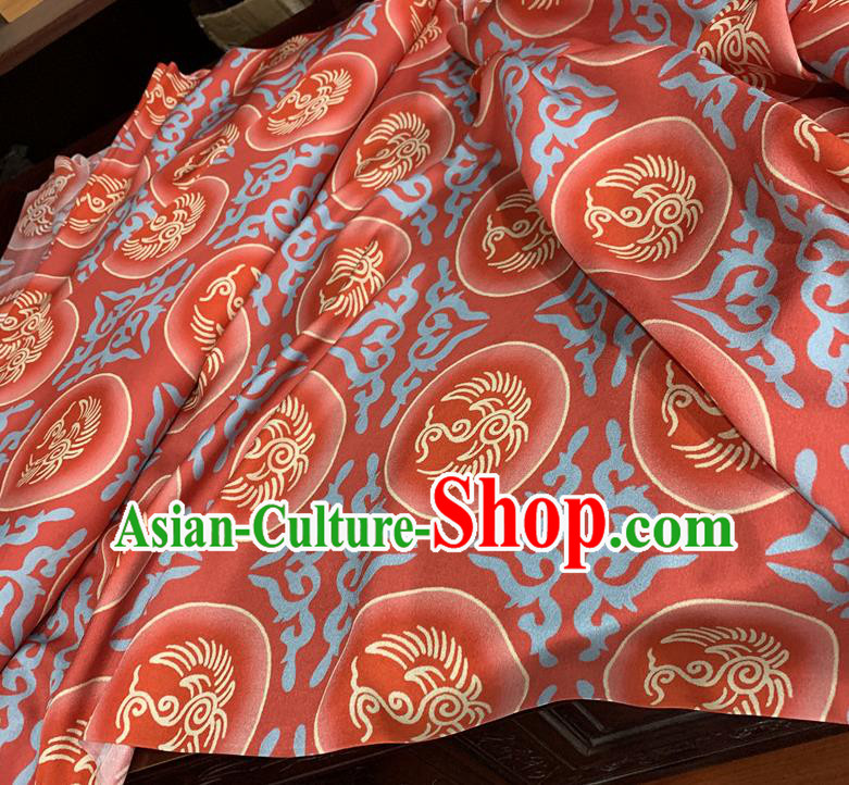 Chinese Classical Phoenix Pattern Red Watered Gauze Asian Top Quality Silk Material Hanfu Dress Fabric Cheongsam Cloth