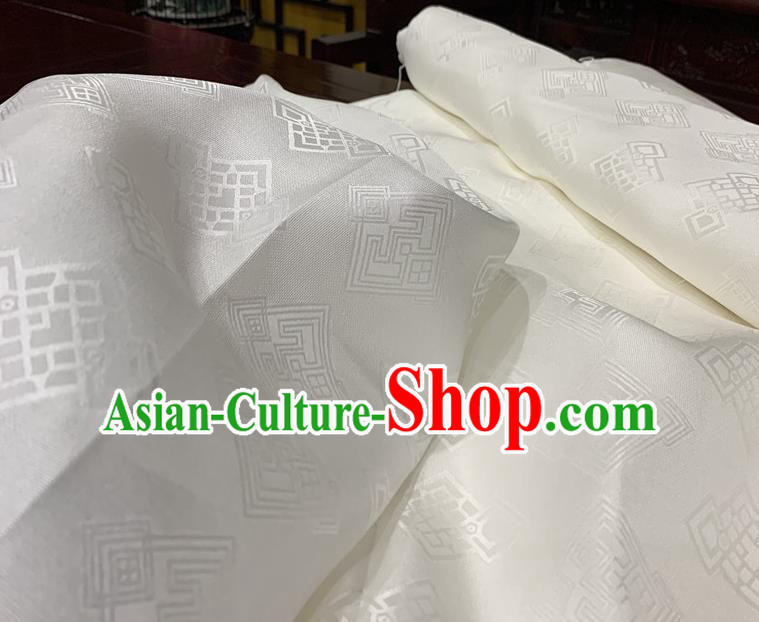 Chinese Classical Pattern White Watered Gauze Asian Top Quality Silk Material Hanfu Dress Brocade Fabric Cheongsam Cloth