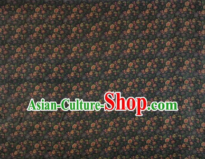 Chinese Classical Flowers Pattern Navy Watered Gauze Asian Top Quality Silk Material Hanfu Dress Brocade Cheongsam Cloth Fabric