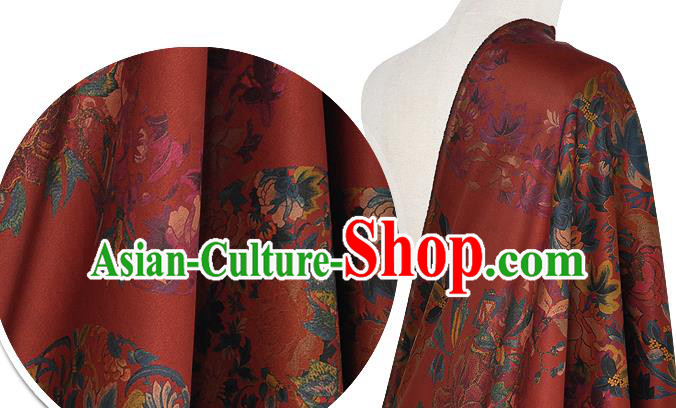 Chinese Classical Peony Pattern Red Watered Gauze Asian Top Quality Silk Material Hanfu Dress Brocade Cheongsam Cloth Fabric