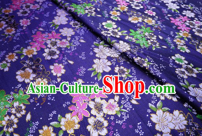 Royalblue Top Quality Japanese Kimono Classical Sakura Pattern Tapestry Satin Material Asian Traditional Cloth Brocade Nishijin Fabric