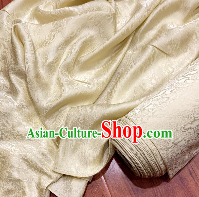 Chinese Classical Cloud Pattern Beige Watered Gauze Asian Top Quality Silk Material Hanfu Dress Cloth Cheongsam Fabric