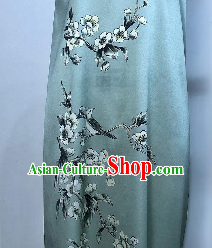 Chinese Classical Blossom Bird Pattern Green Watered Gauze Asian Top Quality Silk Material Hanfu Dress Brocade Fabric Cheongsam Cloth